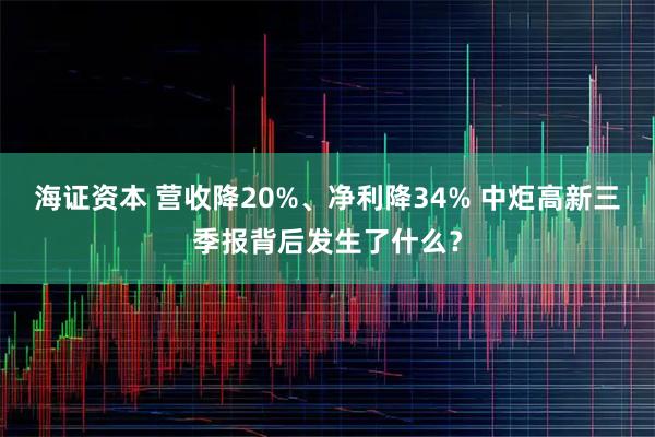 海证资本 营收降20%、净利降34% 中炬高新三季报背后发生了什么？